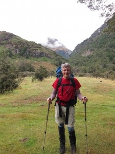 Happy tramper on the Grand Traverse