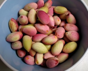 Fresh pistachios in their shells