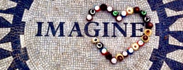 imagine image in central park with love heart in buttons