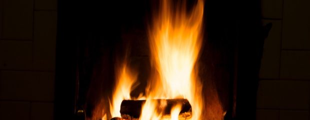 wood burning in fireplace cosy winter